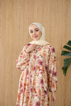 Soft Çiçek Desen Elbise Mürdüm