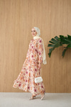 Soft Çiçek Desen Elbise Mürdüm