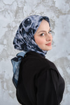 Soyut Pastel Desen Eşarp Siyah