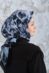 Soyut Pastel Desen Eşarp Siyah