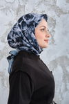 Soyut Pastel Desen Eşarp Siyah