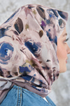 Soyut Pastel Desen Eşarp Vizon