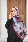 Sulu Boya Desenli Şal Bordo