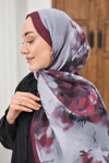 Sulu Boya Desenli Şal Bordo