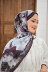 Sulu Boya Desenli Şal Mürdüm