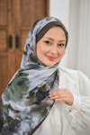 Sulu Boya Desenli Şal Yeşil