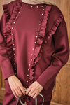 Taş Aksesuarlı Takım Bordo