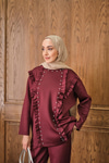 Taş Aksesuarlı Takım Bordo