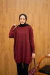 Taş Detay Triko Tunik Bordo