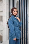 Taş Detaylı Kot Takım Buz Mavi
