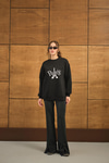 Taş Ve Nakış Detaylı Oversize Sweat Siyah