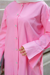 Tasarım Düğme Detaylı Tunik Pembe