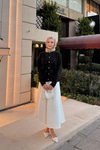 Taşlı Çiçek Düğmeli Hırka Siyah
