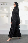 Taşlı Geniş Abaya Elbise Siyah