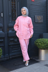 Tek Cep Detay İkili Takım Pembe