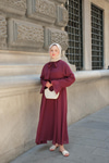 Tül Detay Bağlamalı İkili Takım Bordo