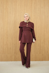 Üstü Çıkarılabilir Bolero Gold Düğme Detay Takım Bordo