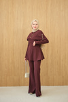 Üstü Çıkarılabilir Bolero Gold Düğme Detay Takım Bordo