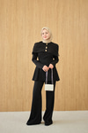 Üstü Çıkarılabilir Bolero Gold Düğme Detay Takım Siyah