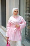 Uzun Kuşaklı Gömlek Pembe