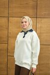 Yakası Kot Detay Sweat Beyaz