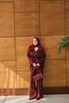 Yakası Kürk Kolları Fermuarlı Takım Bordo