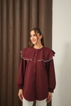 Yakası Taşlı Tunik Bordo