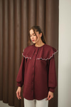 Yakası Taşlı Tunik Bordo