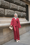 Yan Bağlamalı İkili Kimono Takım Bordo