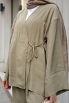 Yan Bağlamalı İkili Kimono Takım Mint Yeşil