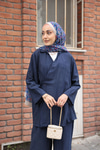 Yan Düğme Detaylı Takım Lacivert