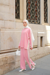 Yan Şerit Detay İkili Takım Pembe