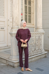 Yandan Bağlamalı Armani Modal Takım Mürdüm