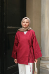 Yandan Bağlamalı Ceket Bordo