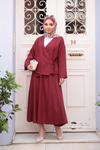 Yandan Bağlamalı Etekli Takım Bordo