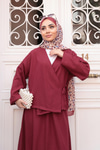 Yandan Bağlamalı Etekli Takım Bordo