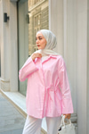Yandan Bağlamalı Gömlek Pembe