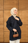 Yandan Bağlamalı Kot Kimono Lacivert