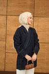 Yandan Bağlamalı Kot Kimono Lacivert