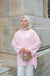 Yandan Şallı Tunik Pembe