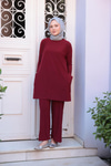 Yanları Cepli Takım Bordo