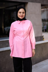 Yanları Düğme Detaylı Gömlek Pembe