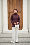 Yaprak Desen Bel Bağlamalı Gömlek Bordo