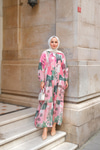 Yaprak Desen Elbise Pembe