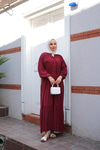 Yarım Düğmeli Elbise Bordo