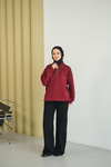 Yarım Fermuarlı Sweat Bordo