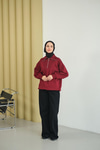 Yarım Fermuarlı Sweat Bordo