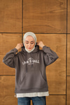 Yazı Baskılı Kapüşonlu Sweat Gri
