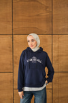 Yazı Baskılı Kapüşonlu Sweat Lacivert
