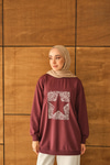 Yıldız Baskılı Sweatshirt Bordo